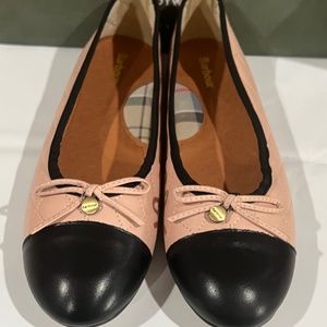 NEW Barbour Bella Cap Toe Flats BALLET QUILTED PINK/NUDE SLIP ON SHOES NIB